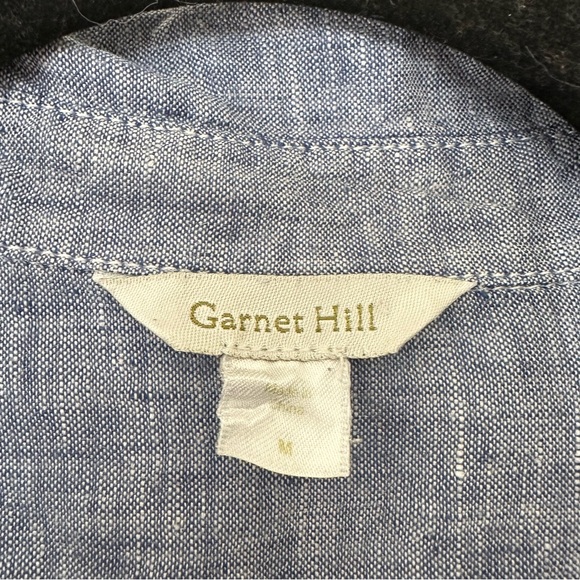 Garnet Hill Linen Chambray Button Down Long Sleeve Shirt Womens Medium - Picture 4 of 6